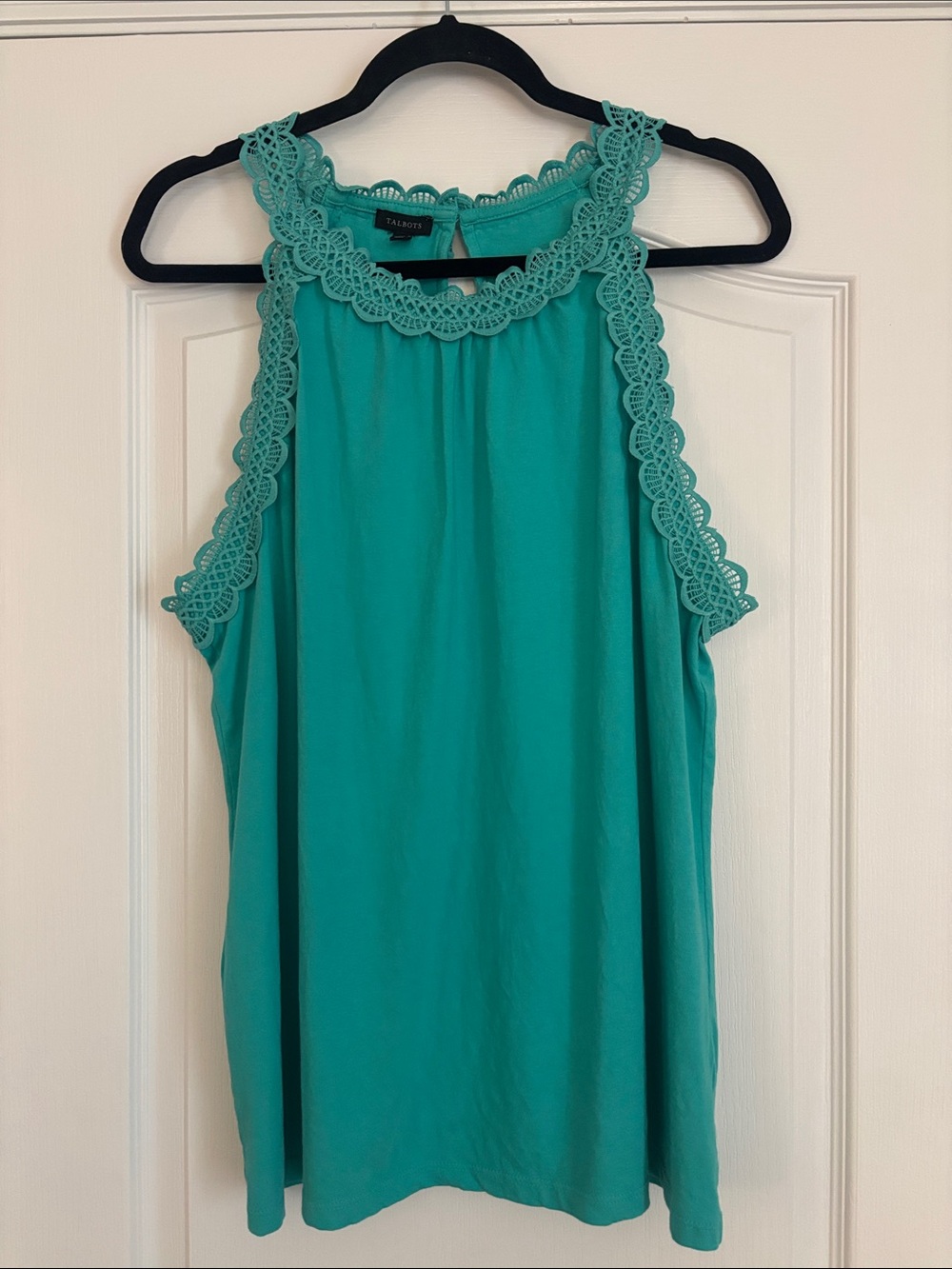 Talbots Teal Crochet-Trim Halter Camisole